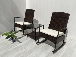 Best Seller Modern Premium Durable Comfortable Rocking Chair Set KD Coffee <b>Table</b> Cushions Living Room <b>Garden</b> Outdoor Patio Made - Product Image 6