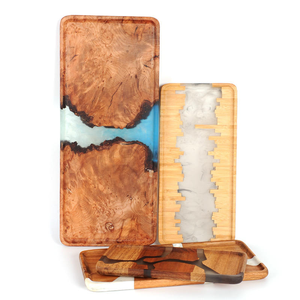 Creative Resin Kungfu Tea Cup Solid Wood Platter Crystal <b>Epoxy</b> Wood Resin Dried Fruit Serving Tray - Product Image 5