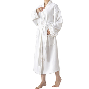 Premium 100% Cotton Kimono Bathrobe Luxury Hotel Spa Terry Cloth <b>Robe</b> Soft Absorbent Unisex House <b>Coat</b> 300g Eco-Friendly - Product Image 1