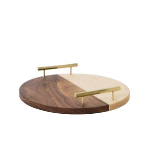 Plateau de service et de rangement décoratif en bois et résine époxy, qualité supérieure, plateau de charcuterie en bois arrondi, plateau de service pour petit-déjeuner - Product Image 1