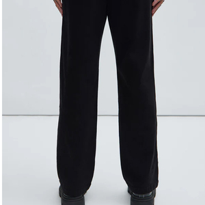 Pantalon de jogging en coton noir pour homme, coupe droite, taille élastique, décontracté, respirant, mi-lourd, tissé, style printemps - Product Image 4