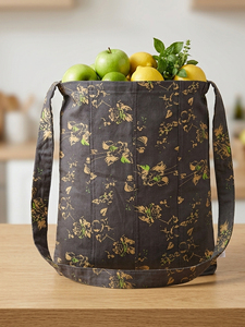 Wholesale Reusable High Quality 2026 Carry <b>Bag</b> Long Shoulder Handle Floral Print Cotton <b>Tote</b> <b>Bag</b> <b>Grey</b> Color Open Top <b>Tote</b> <b>Bag</b> - Product Image 4