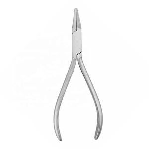 Alicates de punta plana de acero inoxidable de alta calidad de 14 cm con mordazas dentadas y lisas para doblar alambres dentales y de ortodoncia manual - Product Image 2