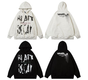Hoodies en coton épais et surdimensionnés, effet vieilli, personnalisables, style vintage délavé, gris gothique, tailles XXS, ensembles vierges - Product Image 1