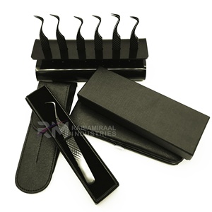 Ensemble de pinces à cils en acier inoxydable noir plasma Shin Black avec étui magnétique et emballage en boîte de cartes 4/1 - Product Image 3