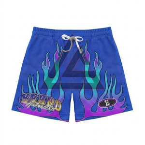 Shorts de basketball en maille 100 % polyester personnalisés style streetwear, confortables et décontractés, avec taille élastique, shorts de bain en maille avec cordon de serrage - Product Image 3