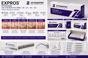 Expros # Explorador Dental de Doble Punta Estilo WHO 23/11.5B # 6 # 7 # 8 # Zetomed Pro de Acero Inoxidable 31 - Product Image 2