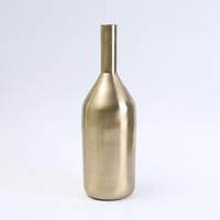 Vas Lantai Aluminium Minimalis Dekorasi Buatan Tangan Vas Logam untuk Meja Desain Warna Emas