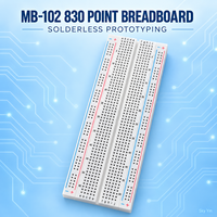 Stock MB-102 Platine d'expérimentation sans soudure 830 points avec rails d'alimentation double pour PCB, développement de prototypes électroniques DIY et test de circuits