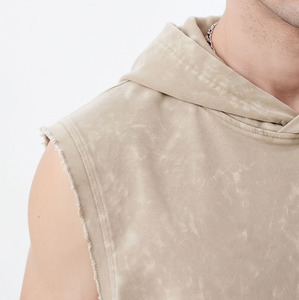 Camiseta sin mangas con capucha para hombre, 100% algodón, para gimnasio, fitness, entrenamiento, camiseta muscular, chaleco sin mangas personalizado, sudadera con capucha para hombre - Product Image 6