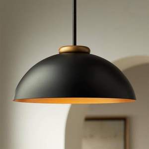 Designer Dome Pendant <b>Light</b> Black Exterior Gold Interior Luxury Ceiling Lighting <b>Fixture</b> for Living <b>Room</b> and <b>Dining</b> Decor - Product Image 1