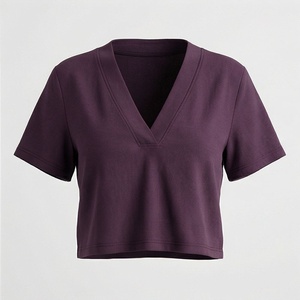 Women Short <b>Box</b> V Neck T Shirt 100 Luxury Organic Cotton Pre Shrunk Premium <b>Soft</b> Breathable Fit Customized Color - Product Image 1