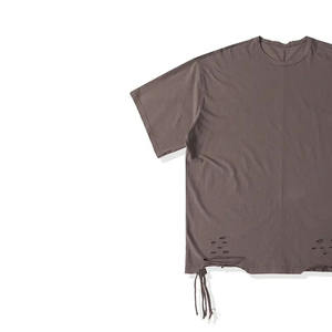 เสื้อยืดคอกลมแขนสั้นสีดำทรงปกติ ผ้าฝ้ายถัก 100% ปี 2026  แบบริบถักด้วยมือ ป้องกันการเป็นขุย - Product Image 2