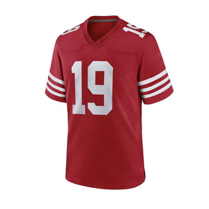 Camiseta de Fútbol Americano Color Granate, Cuello en V, Manga Corta, Número 19, Impresión por Sublimación, Transpirable, con Malla Frontal que Absorbe la Humedad - Product Image 1