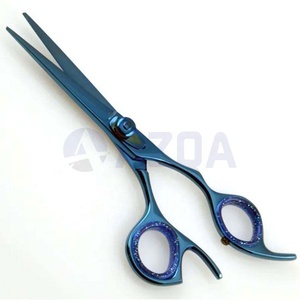 Ciseaux de coiffure professionnels en acier inoxydable de haute qualité, revêtement plasma bleu, lames affûtées, pour salon de coiffure et barbier. - Product Image 3