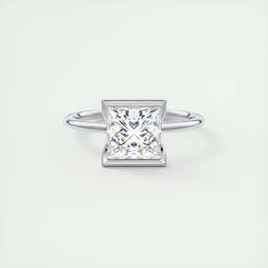 Bague de fiançailles solitaire à demi-sertissage en or blanc 14 carats, taille princesse, 2,00 carats - Product Image 3