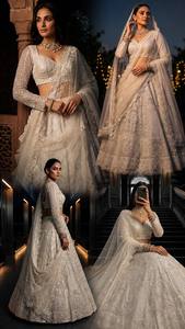 LAHENGA CHOLI DUPATTABUTTER <b>FLY</b> <b>NET</b> EMBROIDERY SEQUNCE WORK WITH CANCAN & CANVAS PATTA - Product Image 2