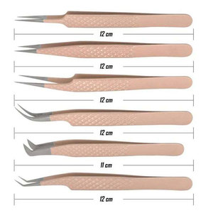 Juego de Pinzas Profesionales de Acero Inoxidable para Extensión de Pestañas con Puntas Curvas Anguladas Duraderas, Textura Suave, Longitud de 10 mm - Product Image 3