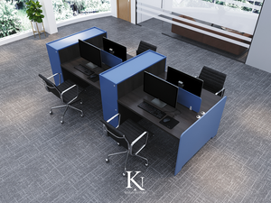 Meubles de bureau prix de gros bureaux de bureau en bois modernes 2600x600x750mm bureau pour le personnel de couleur bleu noir - Product Image 4