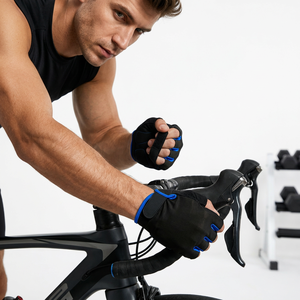 ELYSIAN INDUSTRIESTM Half Finger Non-Slip PU Gym <b>Weight</b> Lifting Padded Unisex Pull-On Fitness <b>Gloves</b> - Product Image 3