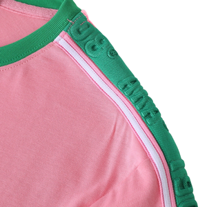   เสื้อเชิ้ตพิมพ์ลายนูนระดับพรีเมียม สีชมพู คอกลม แขนสั้น แฟชั่นลำลองสำหรับผู้หญิง สไตล์กรีก - Product Image 6