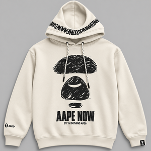 เสื้อฮู้ดผู้ชาย AAPE *A BATHING APE รุ่น Winter Fleece สีเขียวลายกราฟิกดิสชาร์จ มีกระเป๋าหน้า สไตล์สตรีทแวร์ ทรงพอดีตัว - Product Image 2