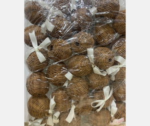 Grand ornement de boule de rotin ensemble de décoration de Noël en bois pour décor d'arbre de vacances fabriqué au Vietnam - Product Image 3