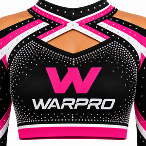 ชุดยูนิฟอร์มเชียร์ลีดเดอร์ WARP สีดำชมพู ประดับคริสตัล พิมพ์ลายแบบ Sublimation เสื้อครอปแขนยาว กระโปรง สำหรับผู้ใหญ่ ผู้หญิง - Product Image 3