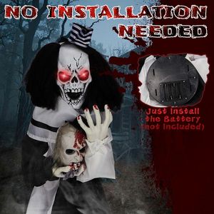 Decorazione di Halloween Clown Spaventoso da 55 cm, Attivabile con Suono, Decorazione per Feste Inquietanti, Oggetto Scenico per Casa Stregata da Interni - Product Image 6