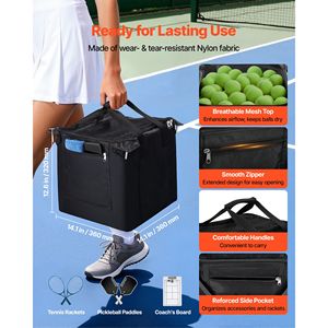 Cesto per Palline da Tennis in Alluminio Leggero, Carrello Pieghevole per Pickleball, Facile da Usare, Capacità 150 Palline, Materiale in Poliestere Resistente - Product Image 3