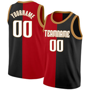 Maillots de basket-ball personnalisés noir et marron-rouge, style tendance, vente en gros, sublimation, coutures respirantes, maillots de basket-ball personnalisés - Product Image 1