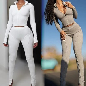 Tracksuits for Women 2026 Winter <b>Zip</b> <b>up</b> Croptop <b>Jacket</b> and Joggers Outfit Sports Two Pieces Legging Set - Product Image 5