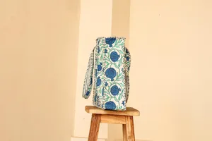 Bolso Tote Boho Acolchado de Algodón con Estampado de Granadas Azules, Bolso de Hombro de Gran Capacidad, Bolso de Mano para Mujer, Bolso de Viaje y Compras - Product Image 2