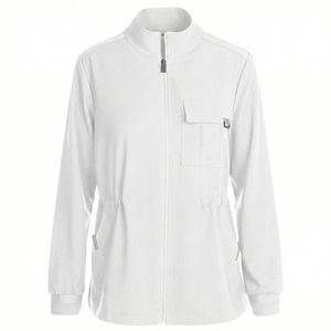 Wholesale Price Professional Scrub Jacket Cinch Waist <b>Mock</b> <b>Neck</b> plus Ribbed Cuffs Customizable Medical Uniforms Scrub Jackets - Product Image 6