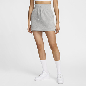 Mini-jupe en tricot à taille haute pour femme avec cordon de serrage, gris uni, style décontracté, à porter toute l'année - Product Image 1