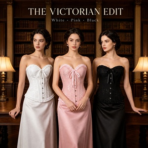 Meilleures ventes 2026 : Corset <span class=keywords><strong>Bustier</strong></span> Vintage pour Femme, avec Nœud en <span class=keywords><strong>Dentelle</strong></span>, Coupe Ajustée, Serre-taille et Baleines, Effet Sculptant - Product Image 5