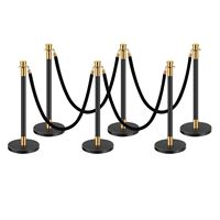 6 Poteaux de signalisation en acier inoxydable avec 4 cordes en velours noir et 6 barrières de contrôle de foule pour événements et fournitures de fête