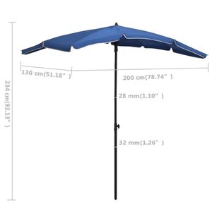 Sombrilla de Jardín Azul Celeste, Mediana, Inclinable, con Base, para Patio - Product Image 6