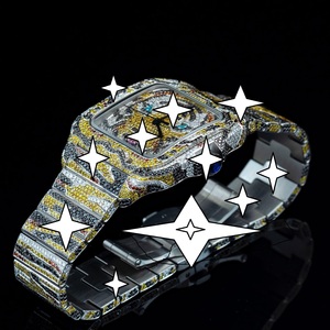 Montre automatique analogique personnalisée vintage avec cadran tigre glacé, lunette carrée entièrement pavée de diamants, style hip-hop de luxe - Product Image 3