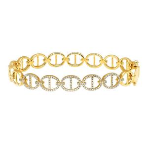 Bracelet Classique en Or Massif 18K Plaqué Or 10K, Chaîne Tennis à Maillons, Sertissage de Pierres Naturelles, Design Géométrique, Unisexe, Quotidien - Product Image 1