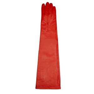 Guantes largos de cuero rojo estilo opera sin forro para fiestas y uso en invierno - Product Image 4