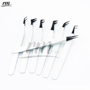 Pince à épiler RMI à logo personnalisé, 90 degrés, meilleure qualité, pointe plasma noire, prise diamant, outil de beauté pour cils, couleur blanche, vente chaude - Product Image 2