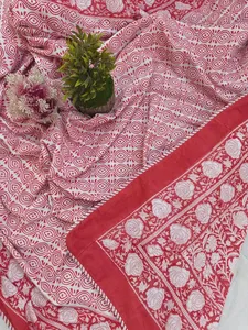 Couverture en coton doux et respirant imprimée à la main, couette Dohar pour toutes les saisons, couette imprimée florale idéale pour canapé, lit, sofa - Product Image 5