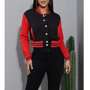 Custom Womens Cropped Letterman Varsity Jacket Manufacturer Wholesale USA - Product Image 3