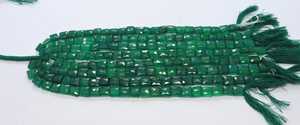 Perles de pierres précieuses en onyx vert naturel facetté, forme chiclet, 7,5-8 mm, perles rectangulaires facettées en onyx vert pour la création de bijoux - Product Image 6