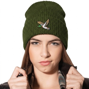 Custom <b>Duck</b> Embroidery Knit Beanie <b>Hat</b> Winter Warm Acrylic Cuffed Skull Cap Unisex Outdoor Streetwear OEM - Product Image 1