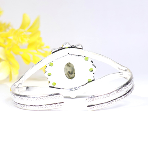 Top Quality Handmade 925 Sterling <b>Silver</b> Plated Gemstone Jewelry Cluster Statement Cuff <b>Bracelet</b> Natural Peridot Designer <b>Bangle</b> - Product Image 2