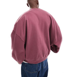 Sweat-shirt ample de haute qualité, poids lourd 210 grammes, effet vieilli, lavage à l'acide, col rond surdimensionné, sweat-shirts pour hommes, 100% coton - Product Image 3
