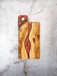 Planche à découper en résine époxy et bois, brun foncé, écologique, passe au lave-vaisselle, forme ronde, accessoires de cuisine, meilleure planche à découper - Product Image 3