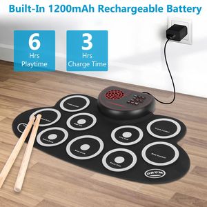 Set di Batteria Elettronica Pieghevole a 10 Pad, Kit in Silicone con Bacchette e Jack per Cuffie - Product Image 3